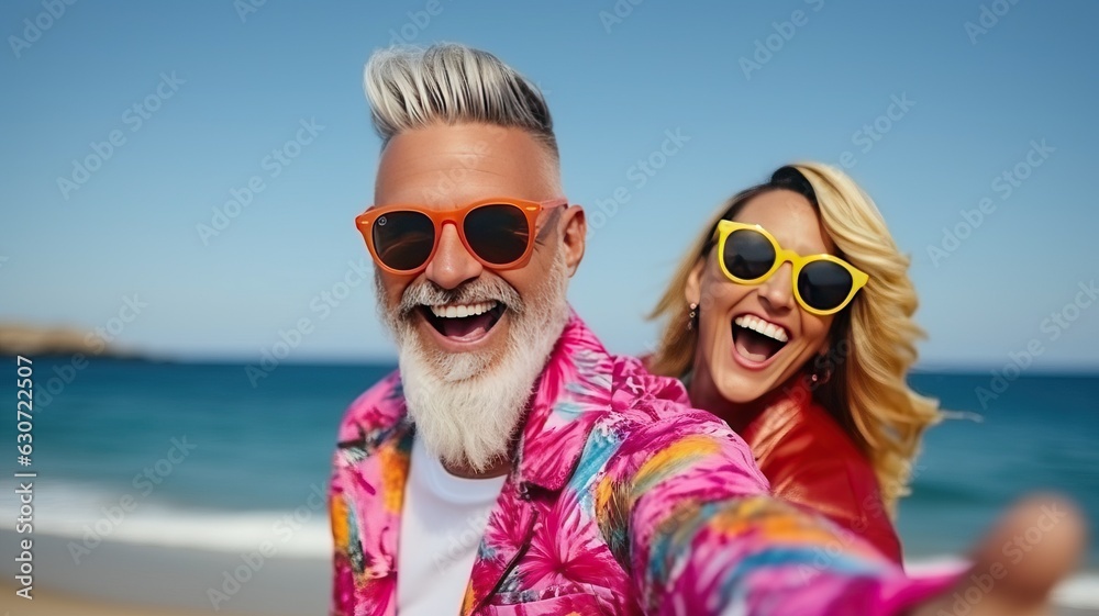 Active midlife couple on an outing, generative ai Active midlife couple on an outing, generative ai