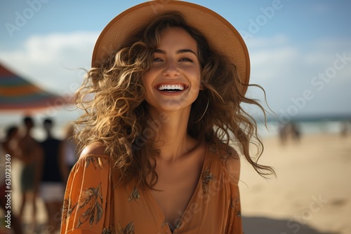 woman with straw hat on the...