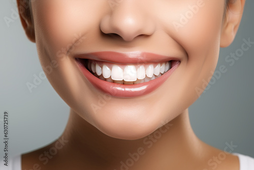 Close-up of perfect woman smile, Generative AI illustration