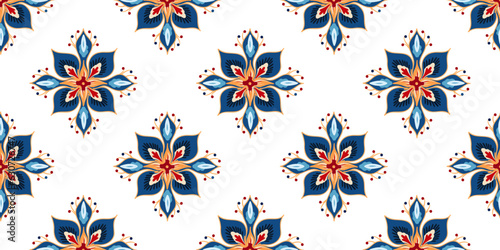 Portuguese and Spanish decor ceramic tiles, vector illustration. Seamless azulejo tiles. 