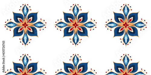 Seamless pattern, print mosaic oriental pattern with blue, red and yellow Arabic ornament, decor, tile, texture, Background, print, for wallpapers, posters and banners