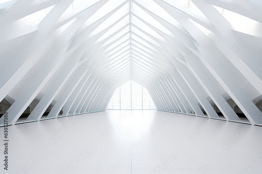 Obraz premium Minimalist style interior architectural structure of the art center. AI technology generated image