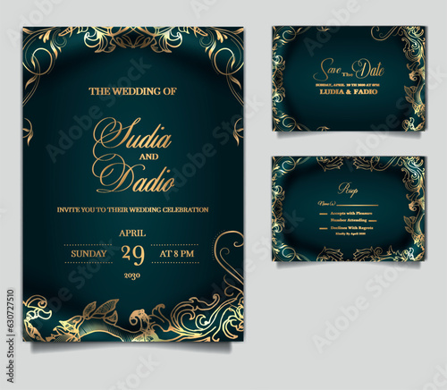 luxury elegant wedding invitation card set