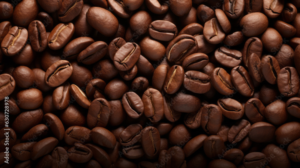 Fototapeta premium A pile of coffee beans is shown in this image