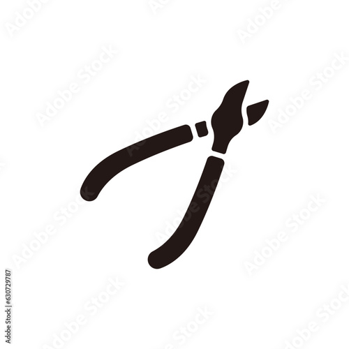 Diagonal pliers icon.Flat silhouette version.