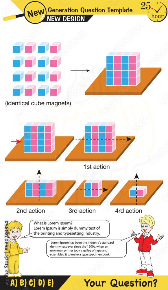 Physics, pressure of solids, Next generation problems, two boys speech bubble, template, experiment, editable, eps, vektor
