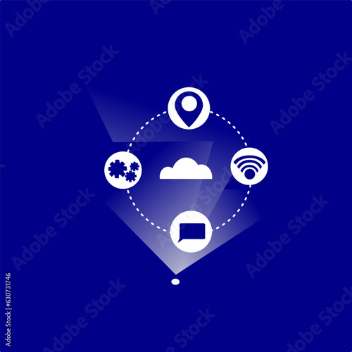 Futuristic abstract - Molecule technology with polygonal shapes on dark blue background. Digital technology concept design Vector illustration.