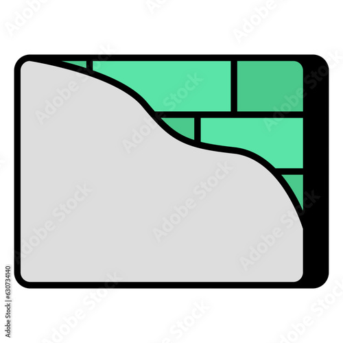 A flat design icon of wall plastering