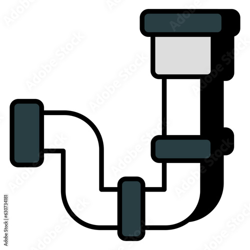 A glyph design icon of plastic pipe valve 