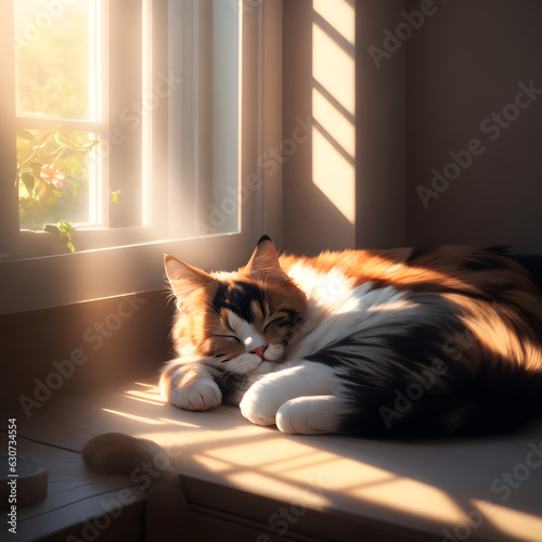 calico cat near window