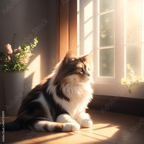 calico cat on the window