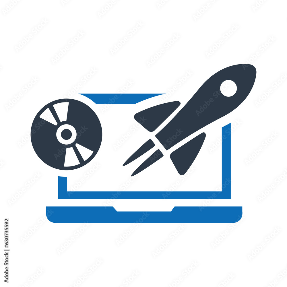 Software Development Flat Blue Icon Isolate On White Background Vector Illustration | Seo Icons