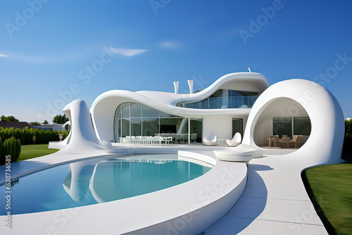 Minimalist Villa Design. AI technology generated image