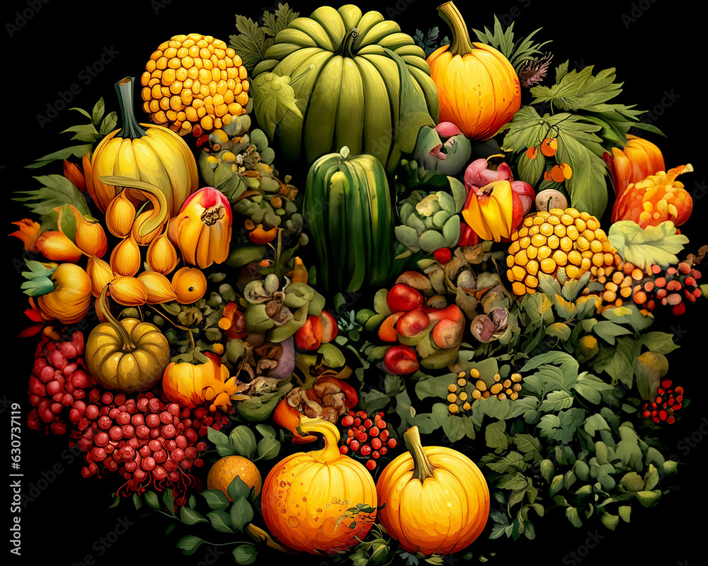 Fruit and berry autumn banner