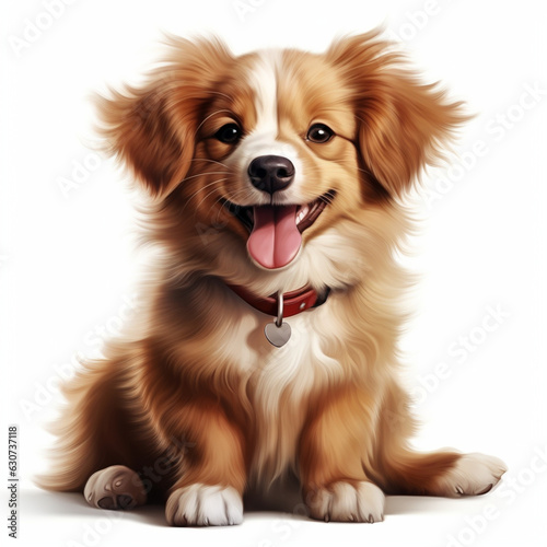 Funny and happy puppy dog isolated on white background, cute pet