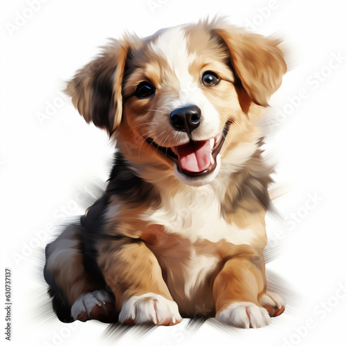 Funny and happy puppy dog isolated on white background, cute pet © AlexCaelus