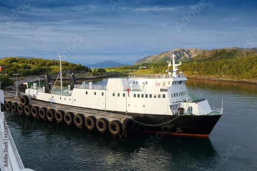 Car ferry on Kystriksveien in Norway photo