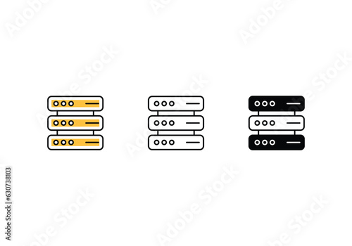 Server icons set vector stock illustration.