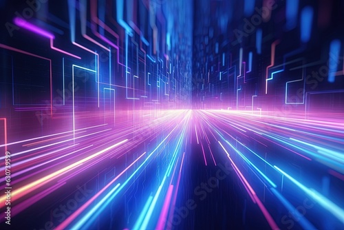 abstract futuristic background with pink blue glowing neon moving high speed wave lines and bokeh lights. Data transfer concept Fantastic wallpaper