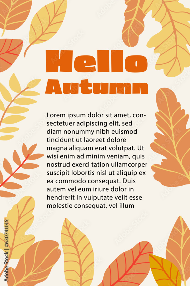 Vector background in autumn thematics. Design is good for cover design templates, banners, posters, social media stories, wallpapers, postcards.