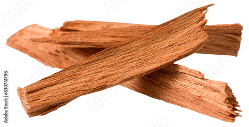 Red sandalwood sticks isolated on white background.