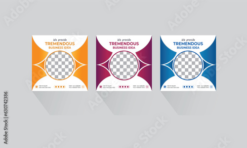 Digital business marketing editable minimal square banner for social media post template