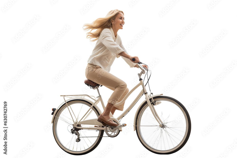 Naklejka premium woman with bicycle isolated on white