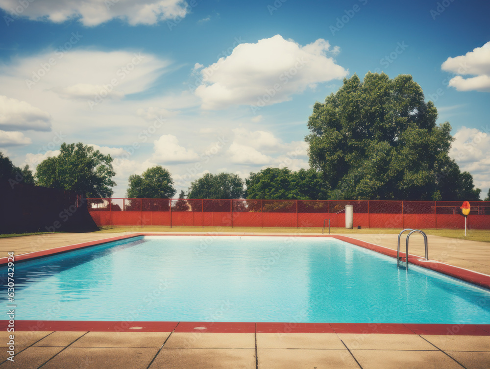 vintage swimming pool in the summer
