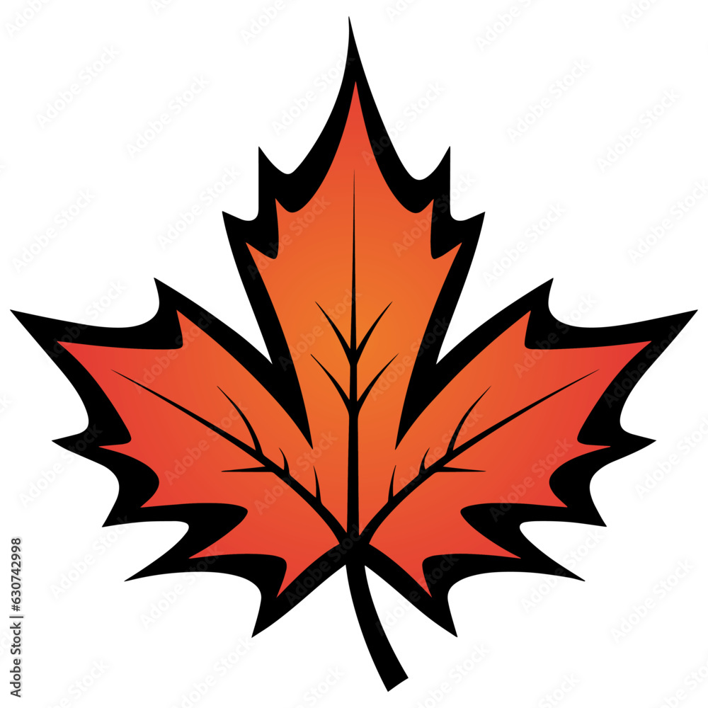 Black, red and orange maple leaf vector illustration Black, red and orange maple leaf vector illustration