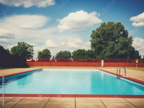 vintage swimming pool in the summer © Metzae