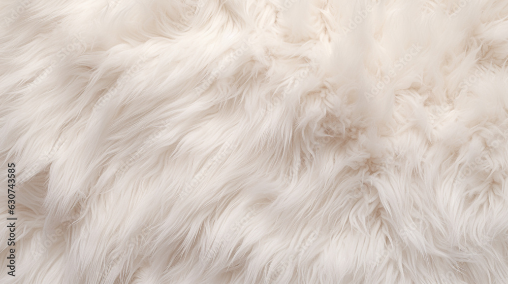 White wool with white top texture background, light natural sheep wool, white seamless cotton, texture of fluffy fur for designers, close-up fragment white wool carpet - obrazy, fototapety, plakaty 