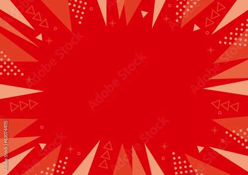 赤　集中線　背景　幾何学　 POP　フレーム
