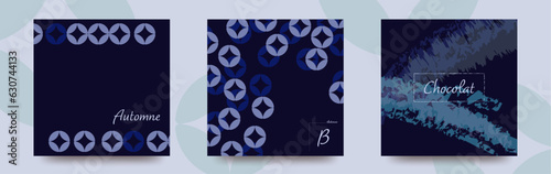 不規則に並べられた七宝文様　こすったようなペイントのデザインカード　背景　壁紙