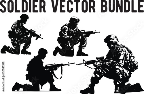 Soldier vector bundle, Creative American army set, USA army, military, soldier, war, boot, man, American arms,