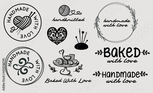 Beauitful collection, bundle of hand made products - typogrphy for tags and stickers vector set