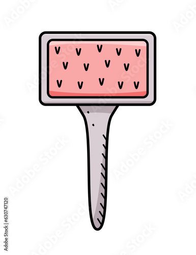 Pet grooming comb, vector doodle illustration. A brush for combing wool dogs and cats.