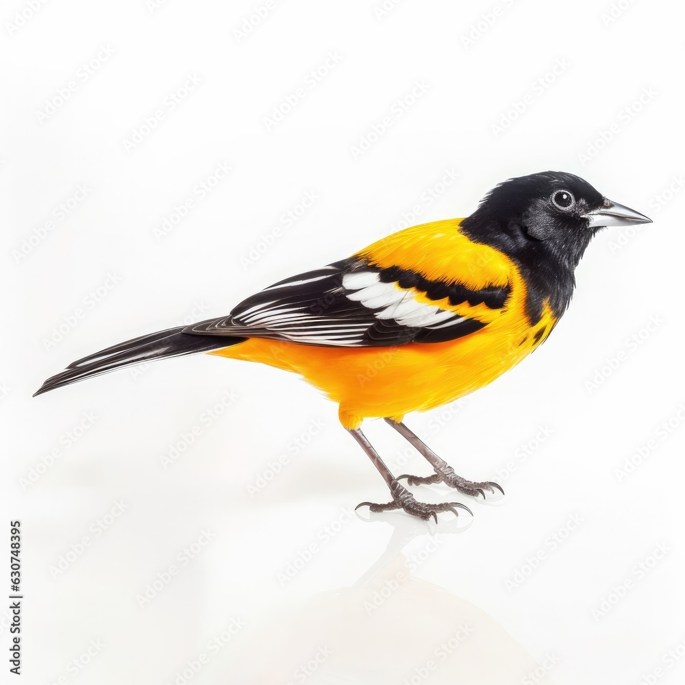Fototapeta premium Baltimore oriole bird isolated on white. Generative AI
