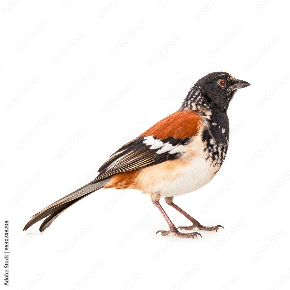 Fototapeta premium Aberts towhee bird isolated on white. Generative AI