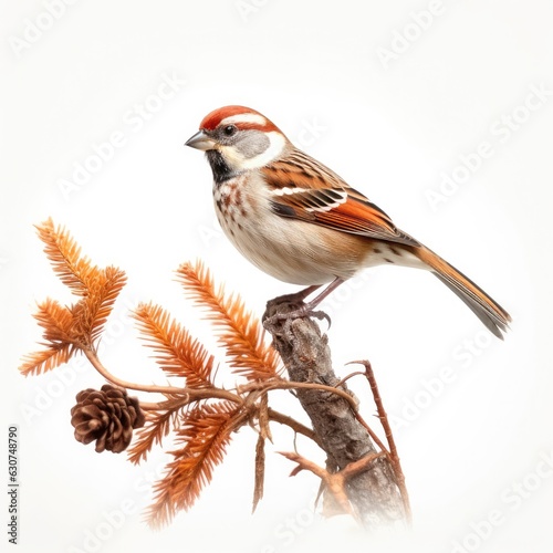 American tree sparrow bird isolated on white. Generative AI