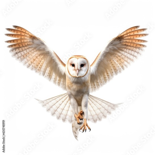 Barn owl bird isolated on white. Generative AI