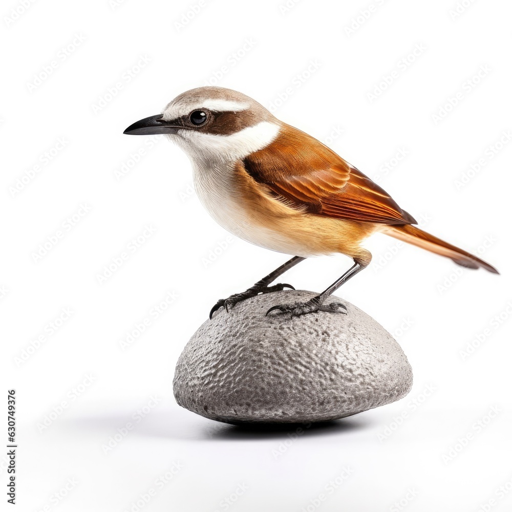 Fototapeta premium Brown shrike bird isolated on white. Generative AI