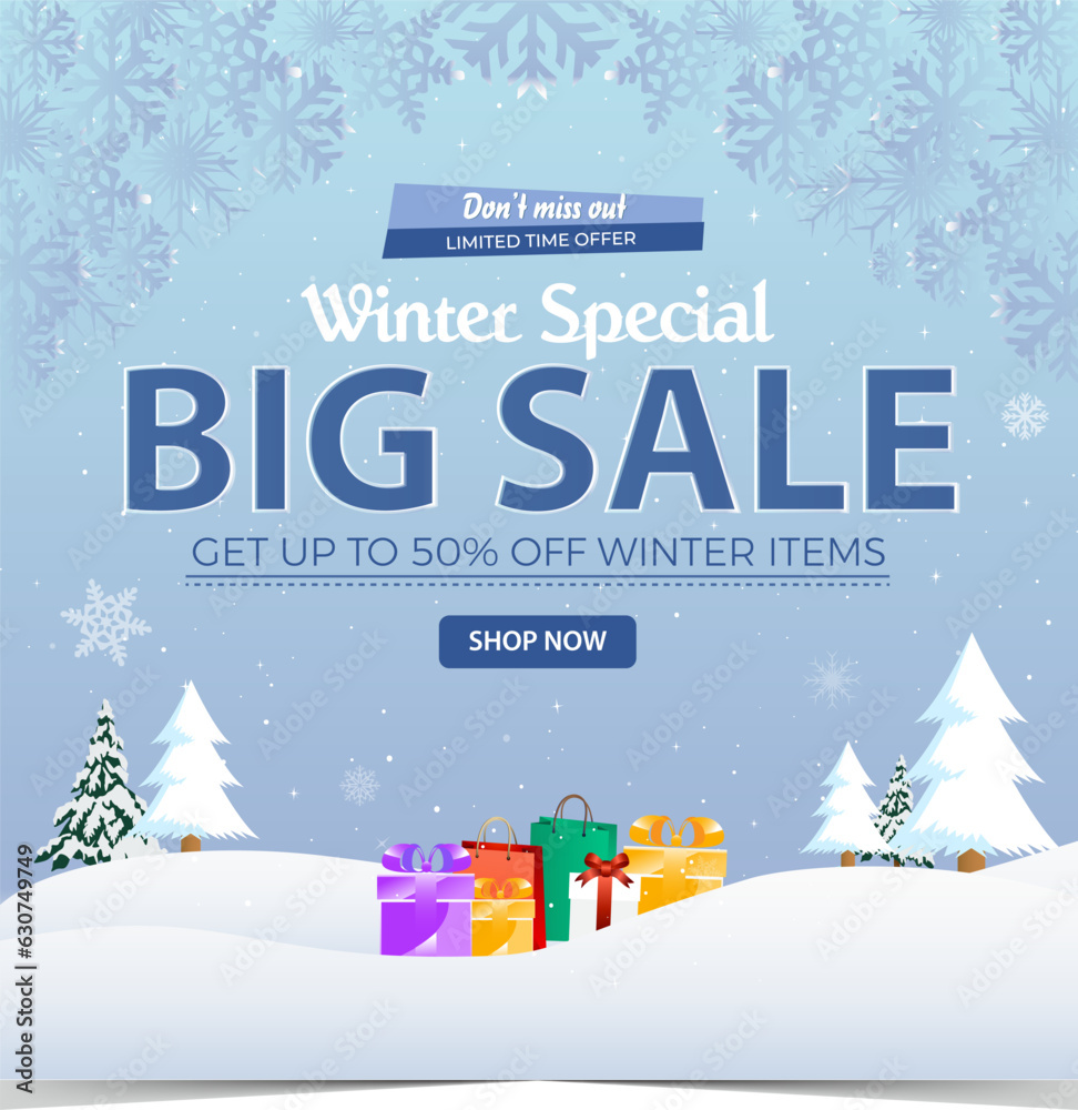 Winter Sale design for advertising, banners, leaflets, and flyers.
