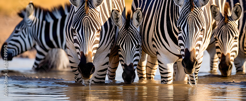 Wild African zebras in the National Park. Wildlife of Africa.