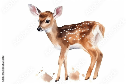 watercolor painting of little fawn