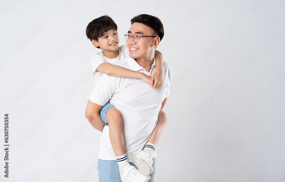 father and son image on a white background father and son image on a white background