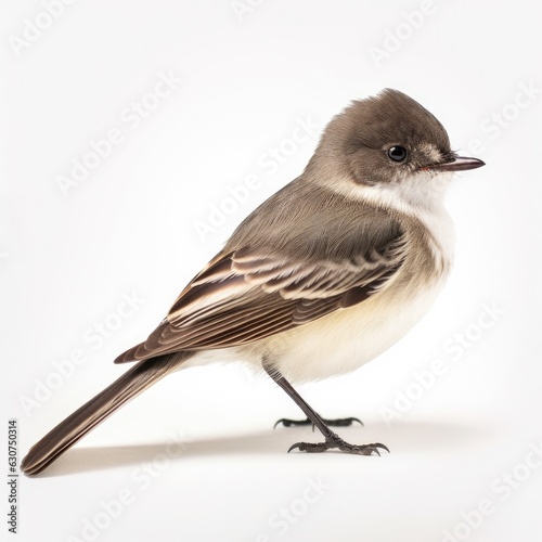 Eastern phoebe bird isolated on white. Generative AI photo