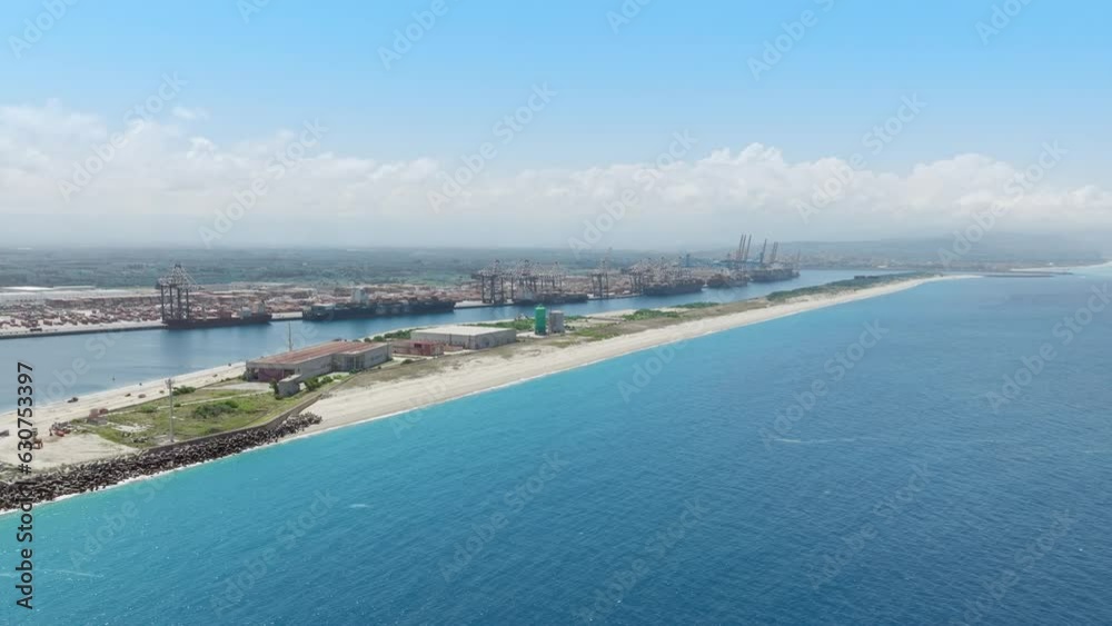 Gigantic trading port with cargo ships Gigantic trading port with cargo ships