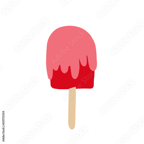 Ice cream coated with strawberry pink.