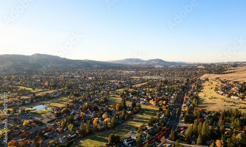 Aerial view of the city of San Ramon in the East Bay region of San Francisco, California photo