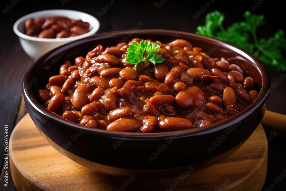 Boston baked beans delicious food. Generative AI
